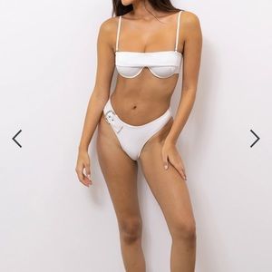 *Bridal* Revel Rey Iridescent White bikini. Ezra Top & Hayes Bottom Lurex